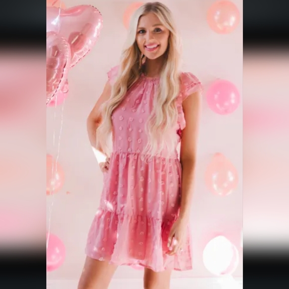 None Dresses & Skirts - ♥️Last one New pretty pink swiss dot dress